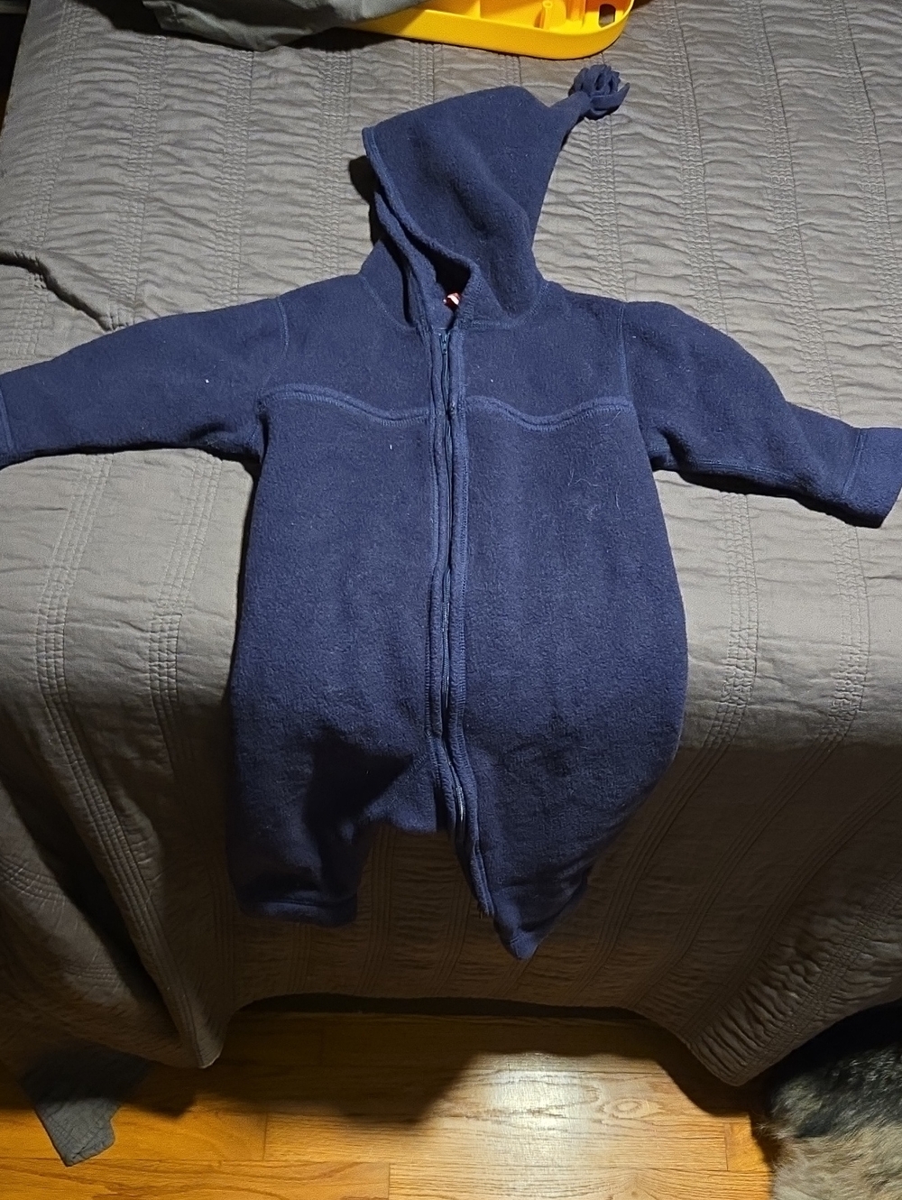 Hanna Andersson Navy Blue Hooded Fleece One-Piece
